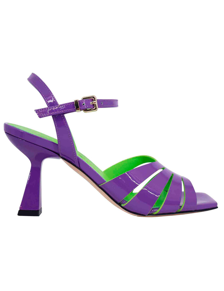 Spatarella Sandali donna in vernice viola con tacco alto e cinturino alla caviglia Shopping Online