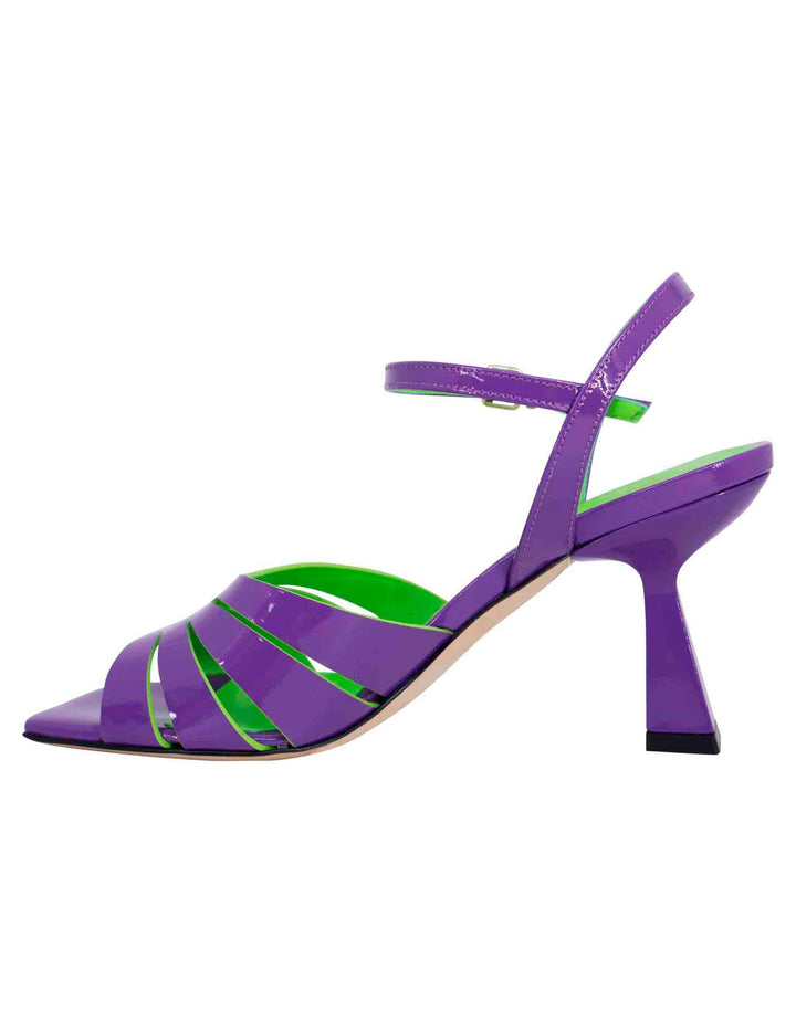 Spatarella Sandali donna in vernice viola con tacco alto e cinturino alla caviglia Shopping Online