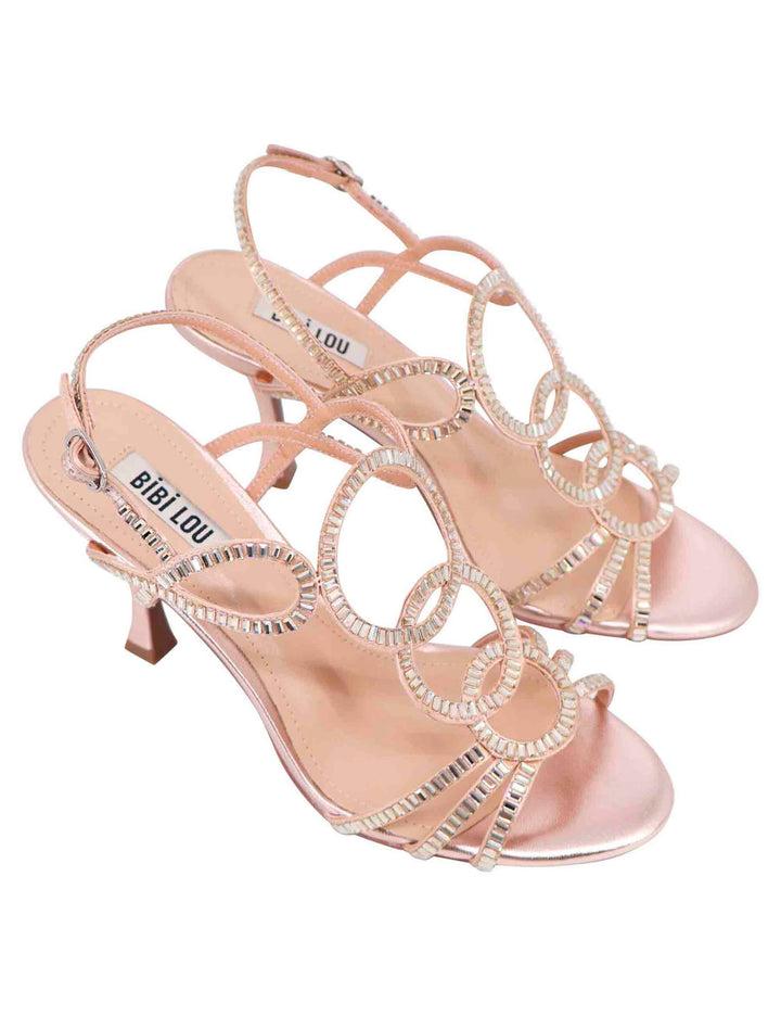 Spatarella Sandali slingback gioiello donna in strass oro con tacco alto Iris Sottocosto