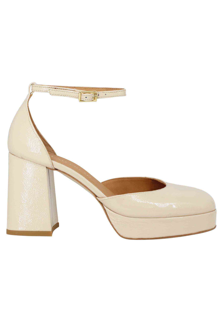 Spatarella Decollete donna in vernice cipria con tacco alto e plateau Outlet