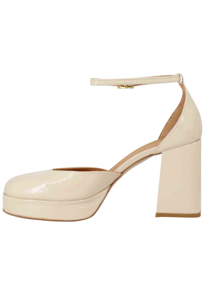 Spatarella Decollete donna in vernice cipria con tacco alto e plateau Outlet