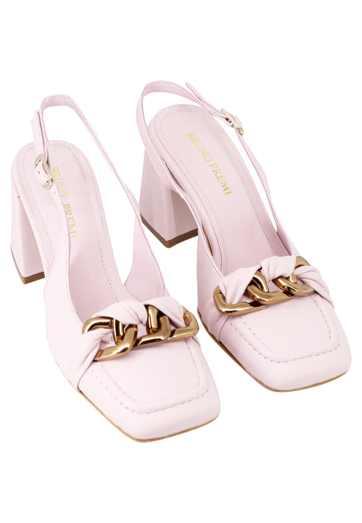 Spatarella Decollete slingback donna Tal Bon in pelle glicine tacco alto e punta quadra Offerte