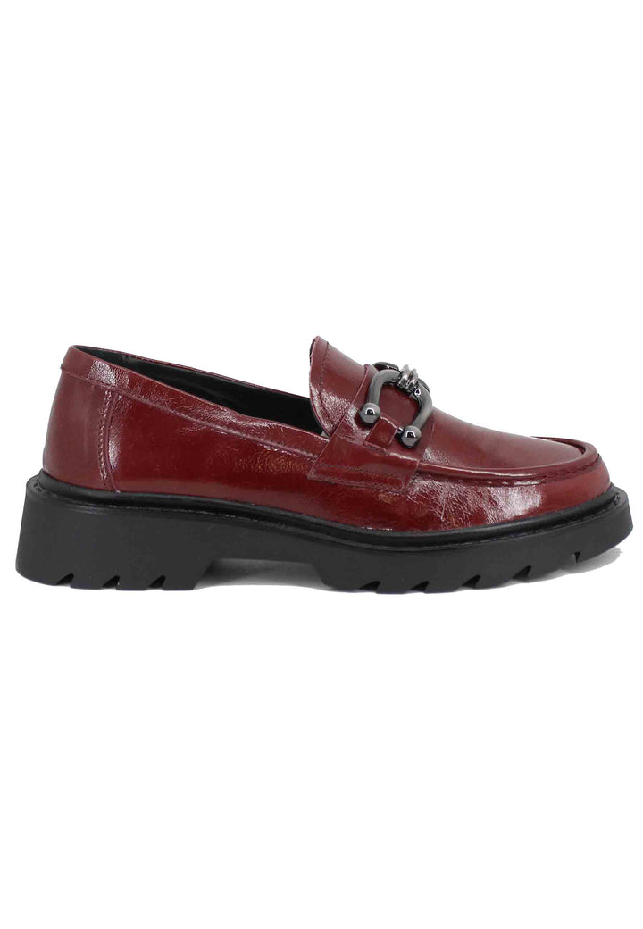 Spatarella Mocassini donna in vernice bordeaux con morsetto Vendita Economica