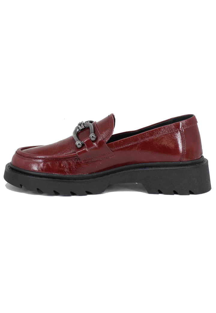 Spatarella Mocassini donna in vernice bordeaux con morsetto Vendita Economica