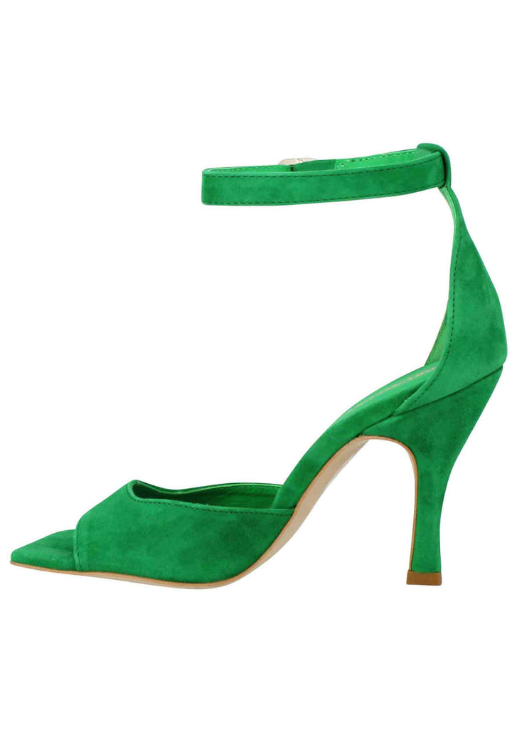 Spatarella Sandali donna Soly Lea in camoscio verde con cinturino alla caviglia Nuova