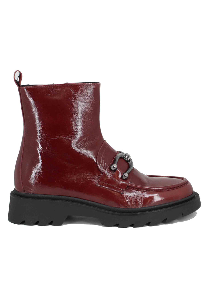 Spatarella Stivaletti donna in vernice bordeaux con suola carrarmato Moda
