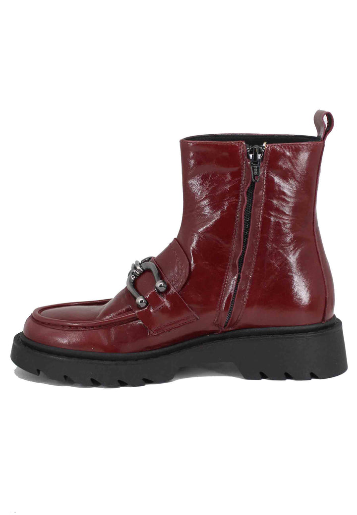 Spatarella Stivaletti donna in vernice bordeaux con suola carrarmato Moda