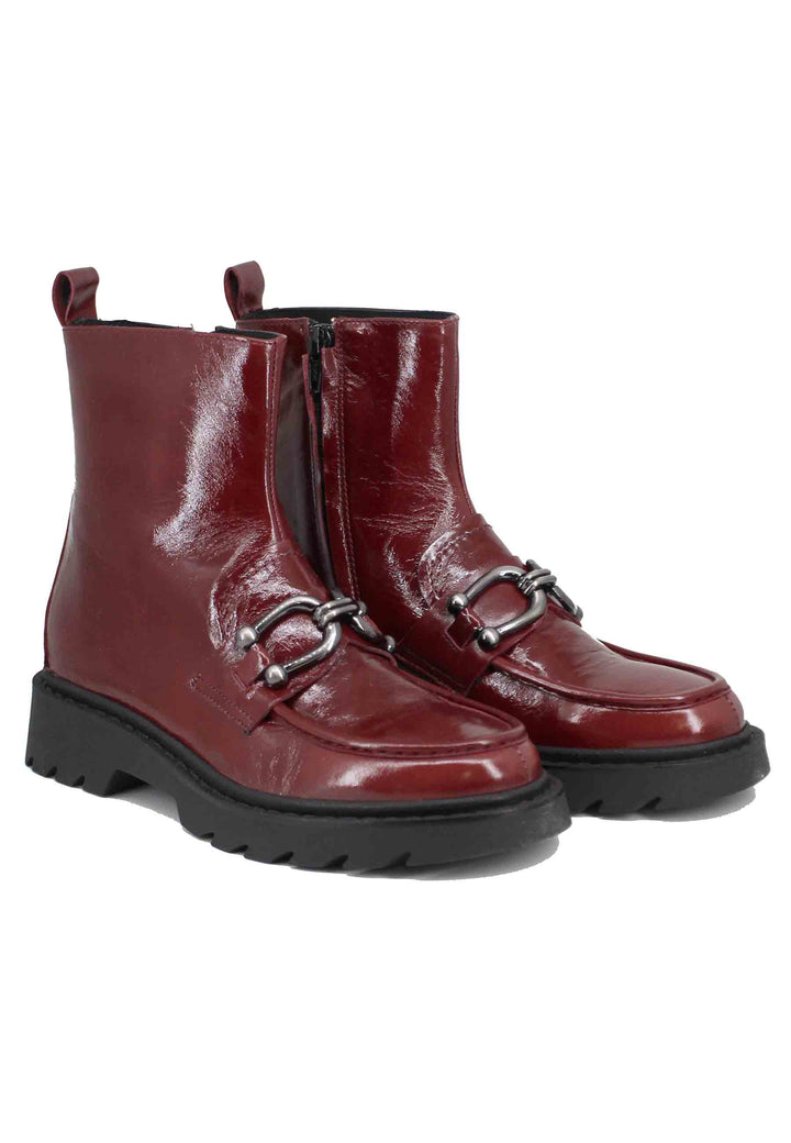 Spatarella Stivaletti donna in vernice bordeaux con suola carrarmato Moda