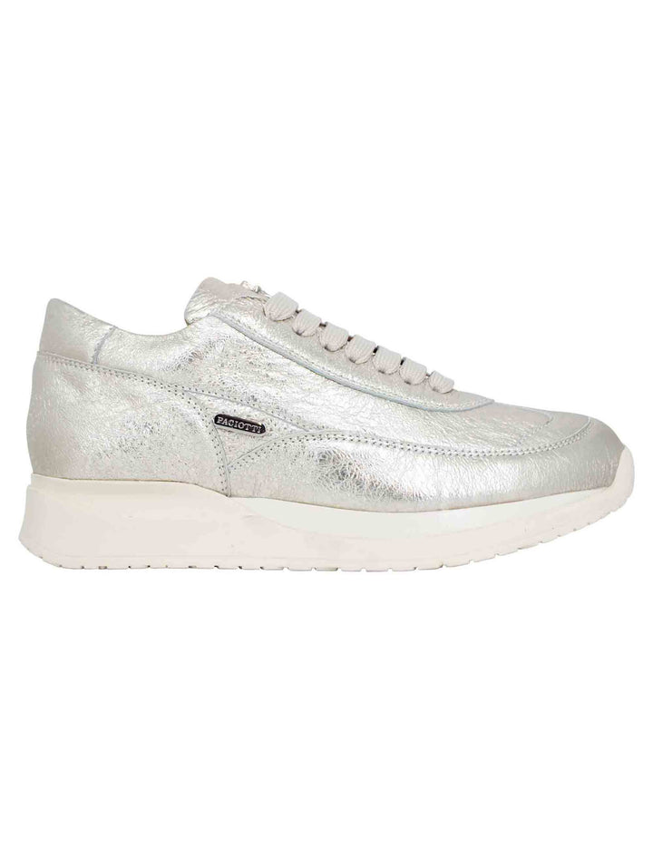 Spatarella Sneakers donna in pelle laminata platino Negozio