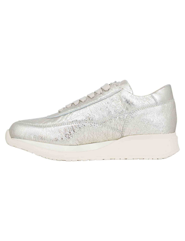 Spatarella Sneakers donna in pelle laminata platino Negozio