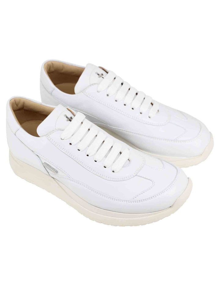 Spatarella Sneakers donna in pelle laminata bianca 2025