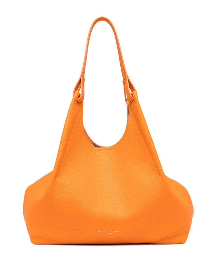 Spatarella Borse shopping donna Dua in pelle arancione con doppi manici Italy