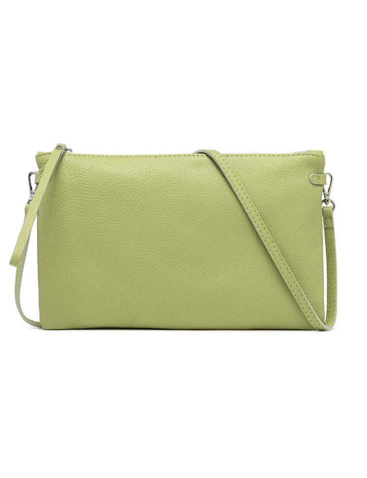 Spatarella Borse donna pochette Hermy in pelle verde con manico a bracciale e tracolla in pelle In Linea