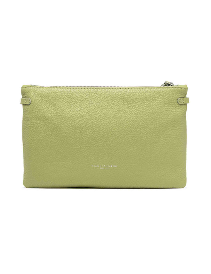 Spatarella Borse donna pochette Hermy in pelle verde con manico a bracciale e tracolla in pelle In Linea