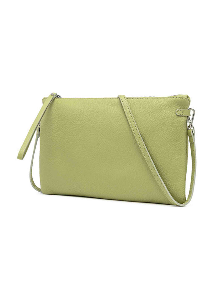 Spatarella Borse donna pochette Hermy in pelle verde con manico a bracciale e tracolla in pelle In Linea