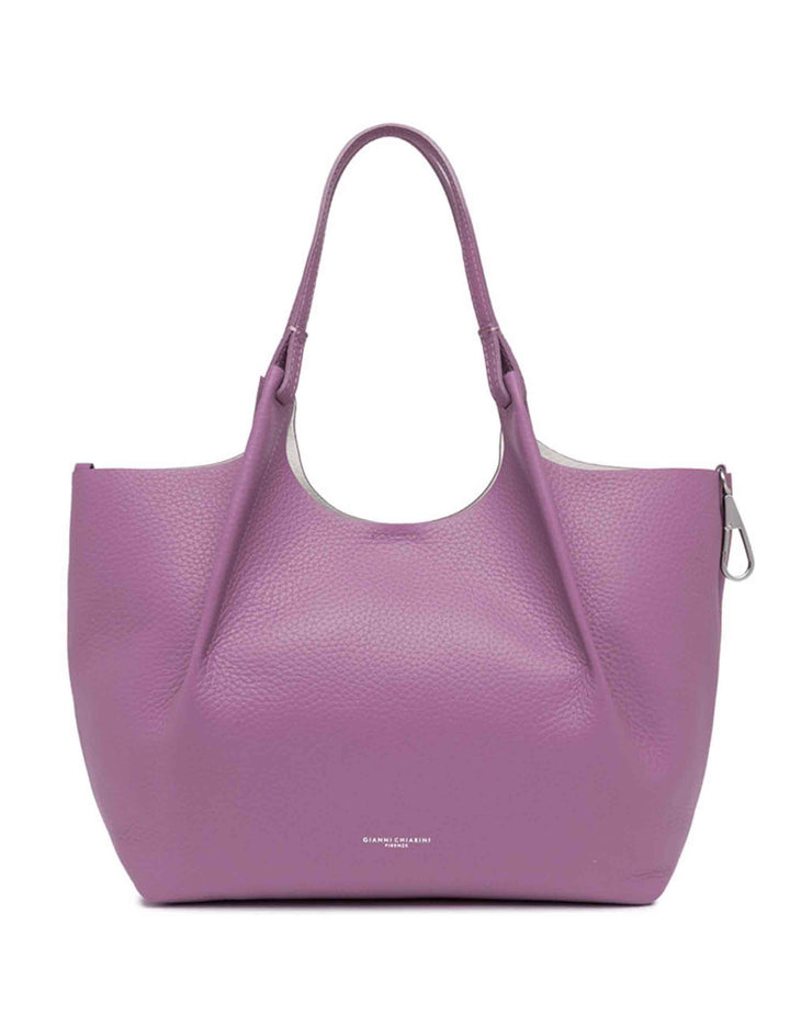 Spatarella Borse shopping donna Dua in pelle viola con doppi manici Qualità