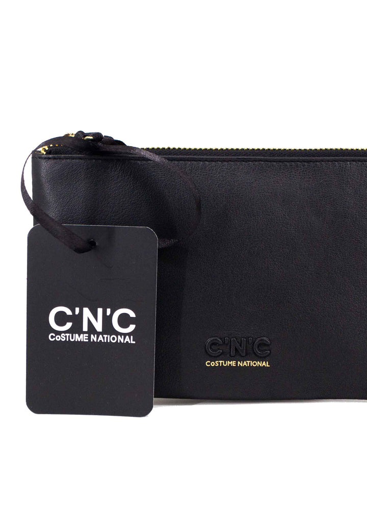 Spatarella Portafoglio uomo con zip in pelle nera Promozione