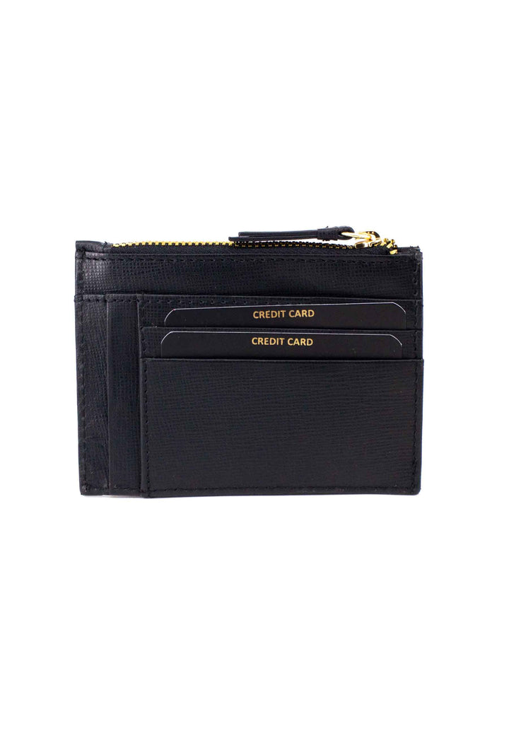 Spatarella Portafoglio uomo con zip in pelle saffiano nera Spedizione Gratuita