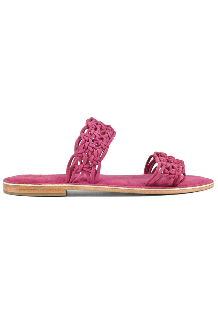 Spatarella Sandali donna in camoscio fuxia a doppia fascia con nodi Soddisfazione Garantita