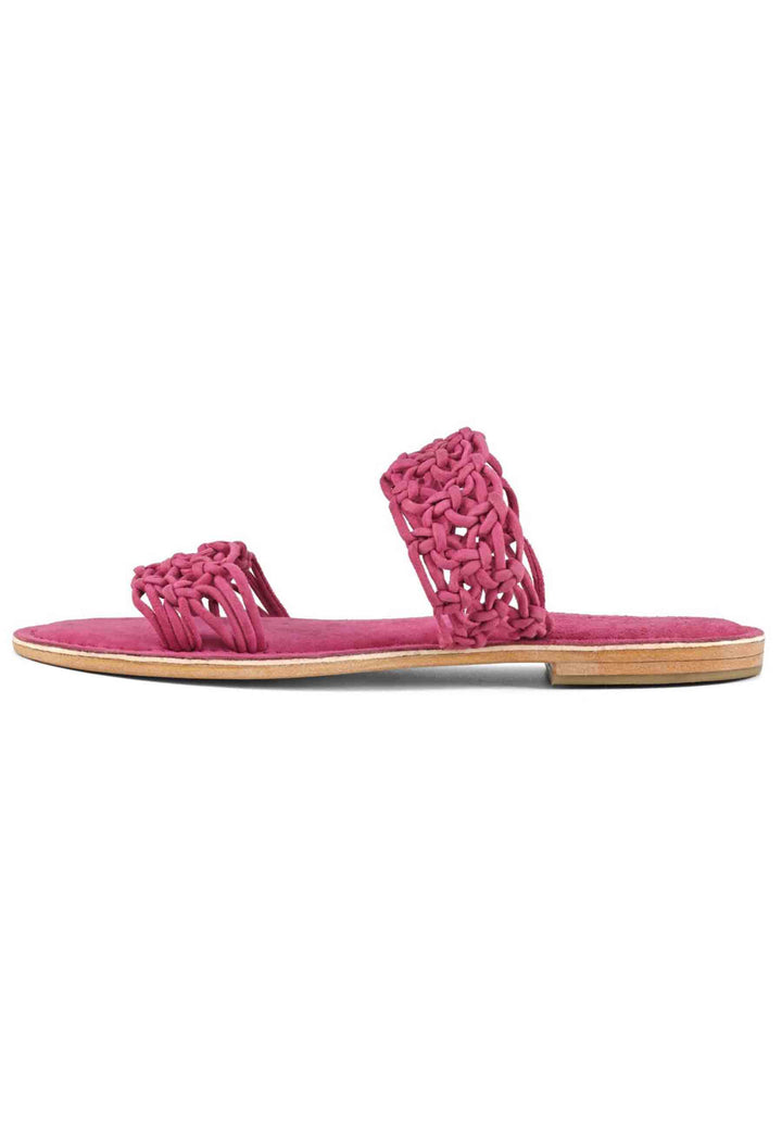 Spatarella Sandali donna in camoscio fuxia a doppia fascia con nodi Soddisfazione Garantita