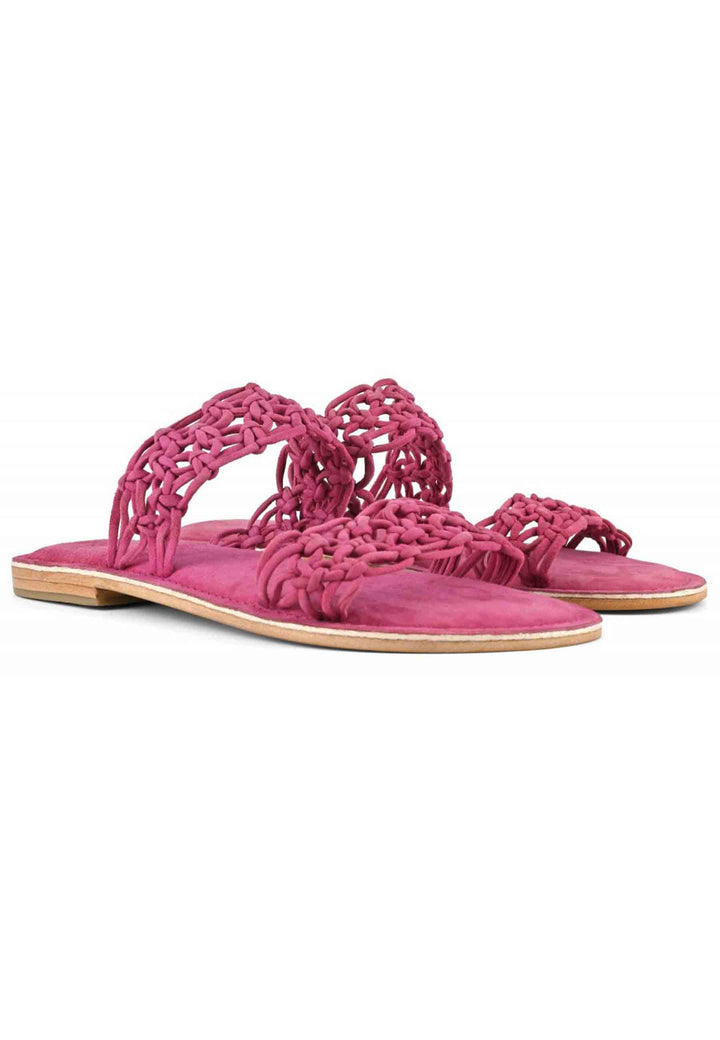 Spatarella Sandali donna in camoscio fuxia a doppia fascia con nodi Soddisfazione Garantita