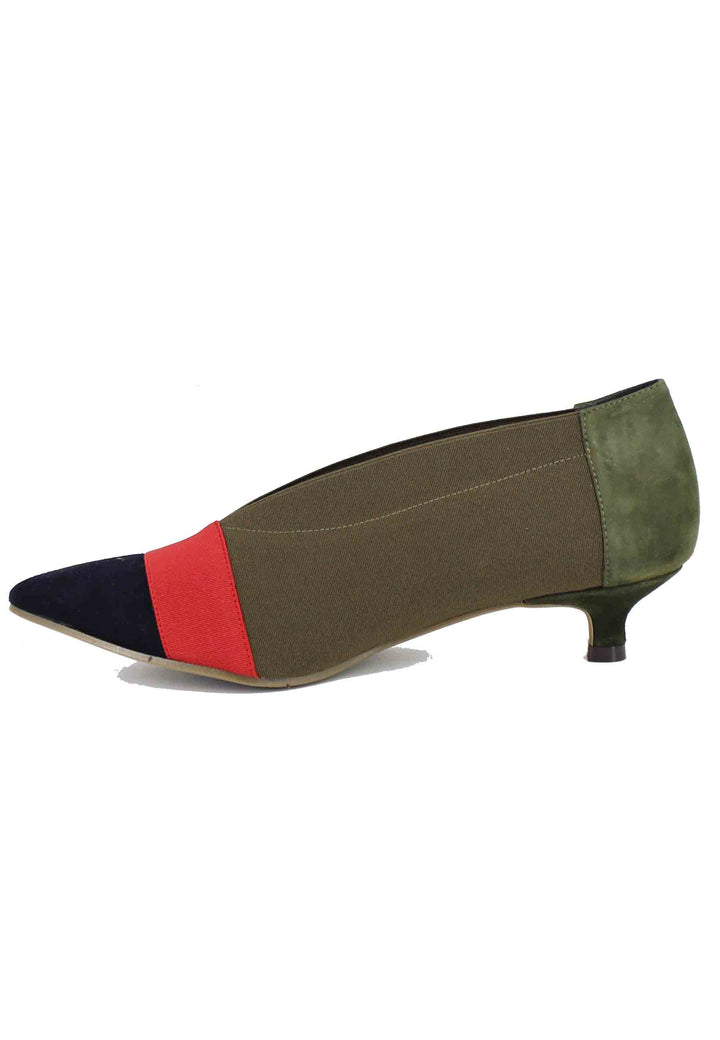 Spatarella Decollete donna in tessuto verde tacco basso Shopping Online