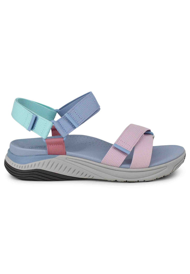 Spatarella Sandali donna Racquel in tessuto celelste con zeppa in gomma Convenienza