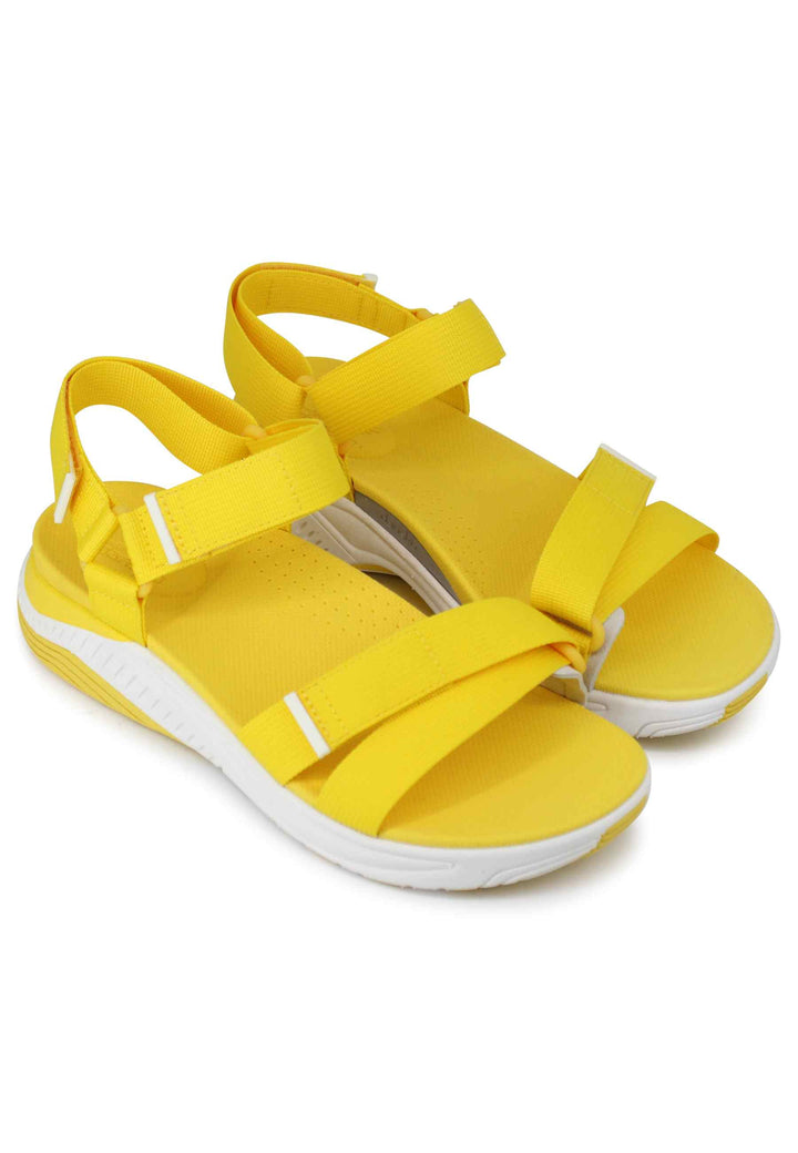 Spatarella Sandali donna Racquel in tessuto giallo con zeppa in gomma Novità