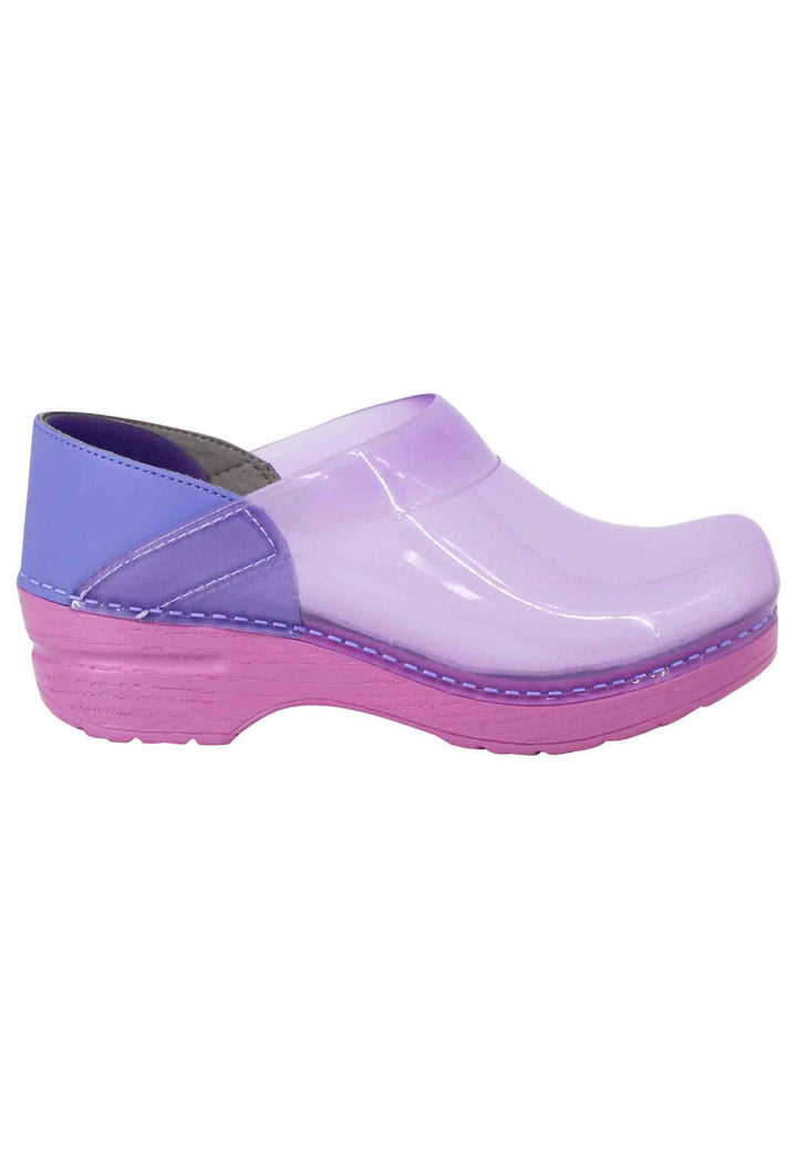 Spatarella Zoccoli donna in plexy viola con pelle lilla Online