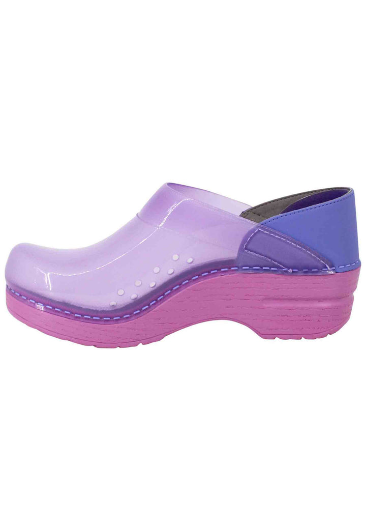 Spatarella Zoccoli donna in plexy viola con pelle lilla Online