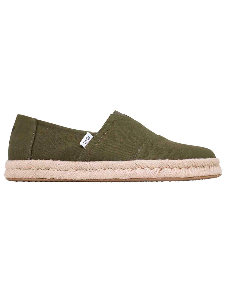 Spatarella Espadrillas uomo in tela verde con suola in corda Saldi