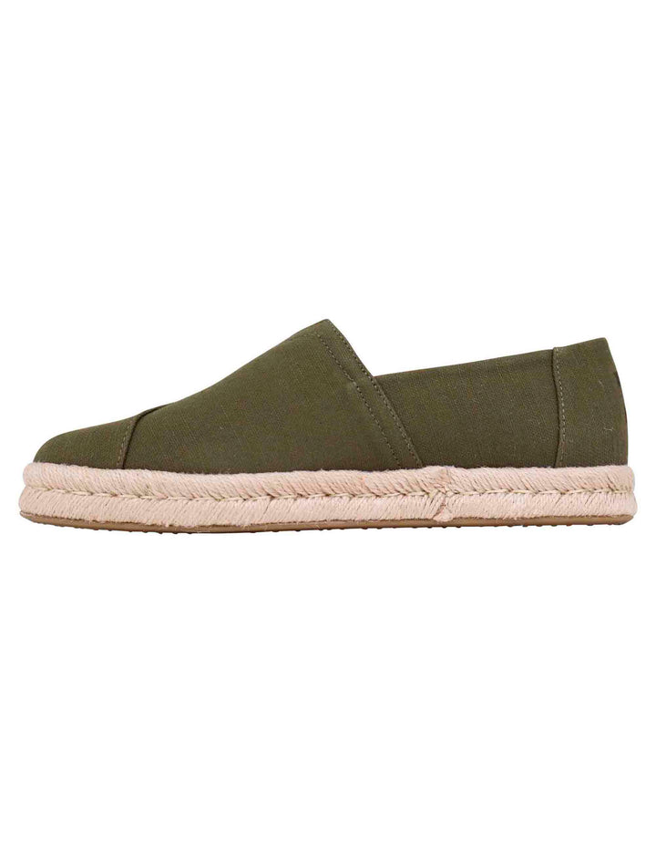 Spatarella Espadrillas uomo in tela verde con suola in corda Saldi