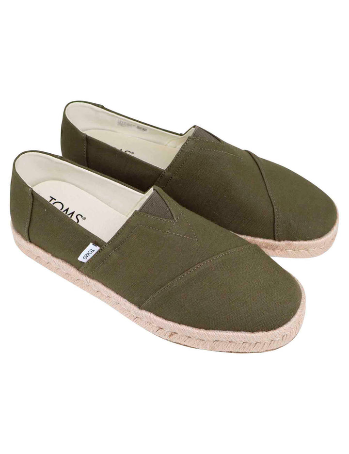 Spatarella Espadrillas uomo in tela verde con suola in corda Saldi