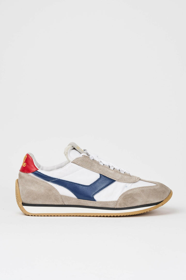 Spatarella Sneakers uomo Trainer '74 in camoscio beige e tessuto 01 Vendita Calda