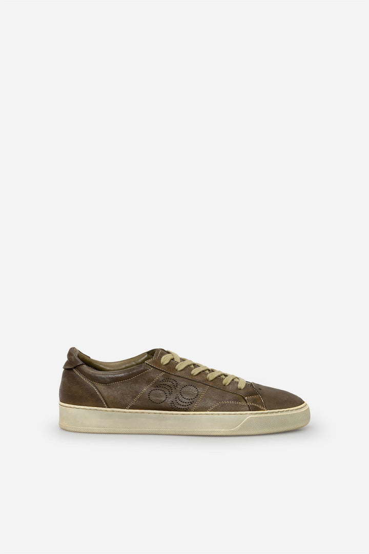 Spatarella Sneakers uomo Del Bello in pelle verde effetto vintage 2025