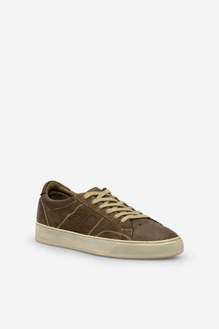 Spatarella Sneakers uomo Del Bello in pelle verde effetto vintage 2025