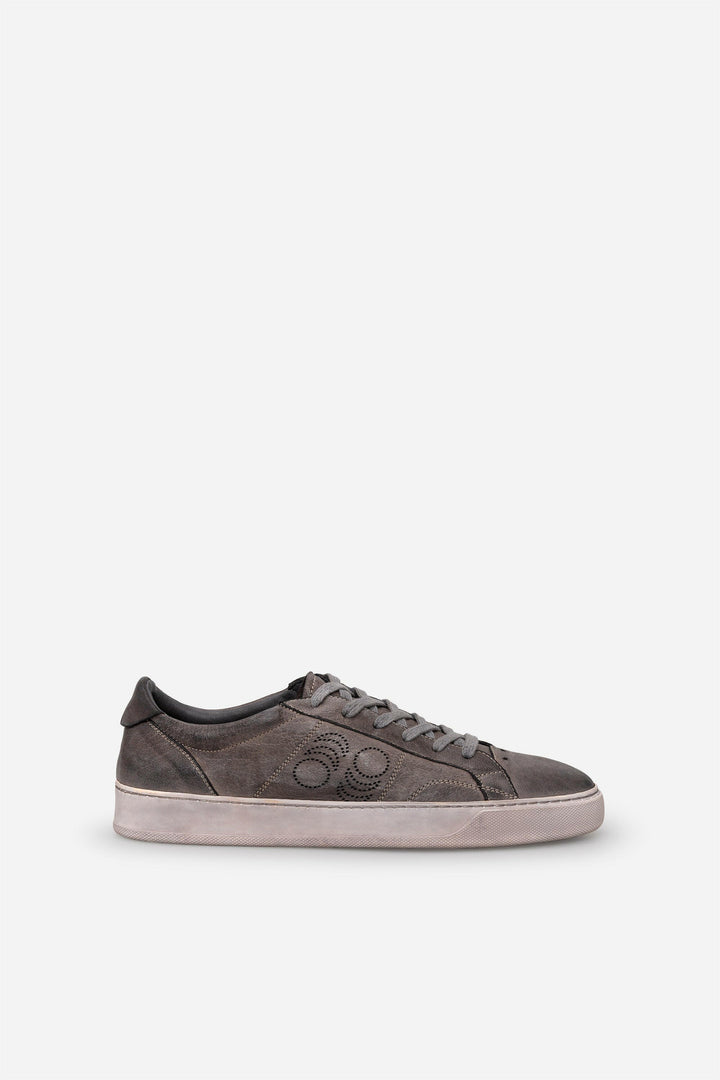 Spatarella Sneakers uomo Del Bello in pelle grigia effetto vintage Nuovo