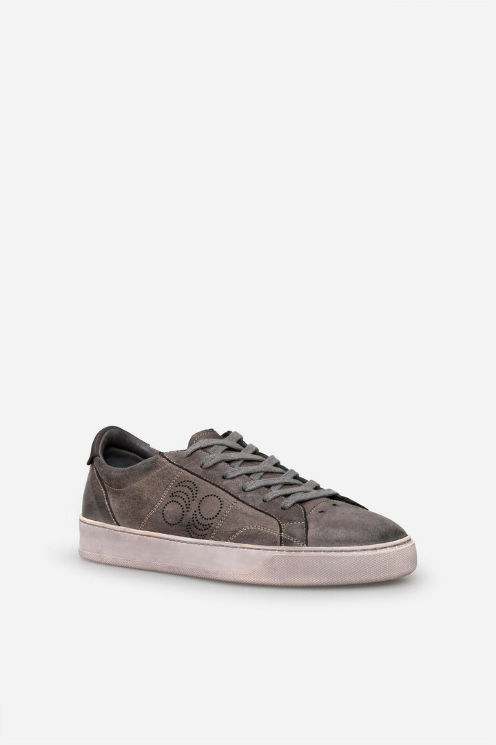 Spatarella Sneakers uomo Del Bello in pelle grigia effetto vintage Nuovo