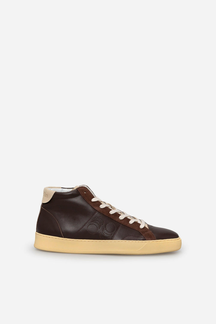 Spatarella Sneakers uomo Del Bello Mid in pelle marrone Qualità
