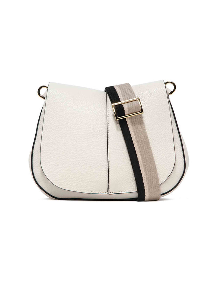 Spatarella Borse a spalla donna Helena Round in pelle panna con doppia tracolla Soddisfazione Garantita