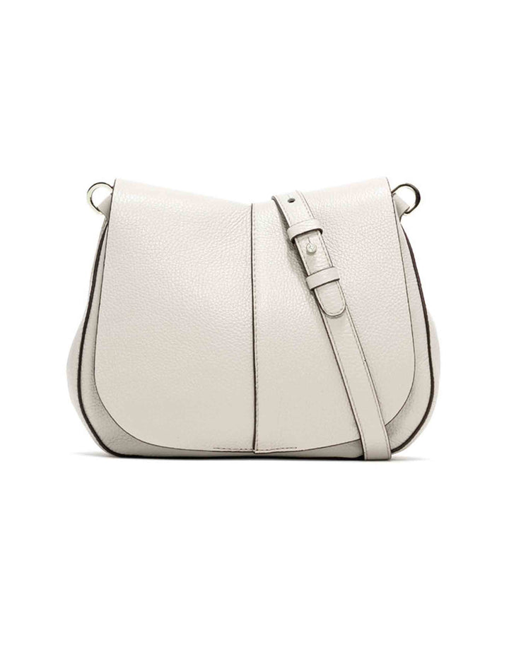 Spatarella Borse a spalla donna Helena Round in pelle panna con doppia tracolla Soddisfazione Garantita