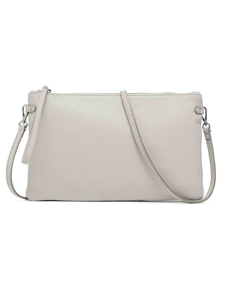 Spatarella Borse donna pochette Hermy in pelle grigia con manico a bracciale e tracolla in pelle Qualità Garantita