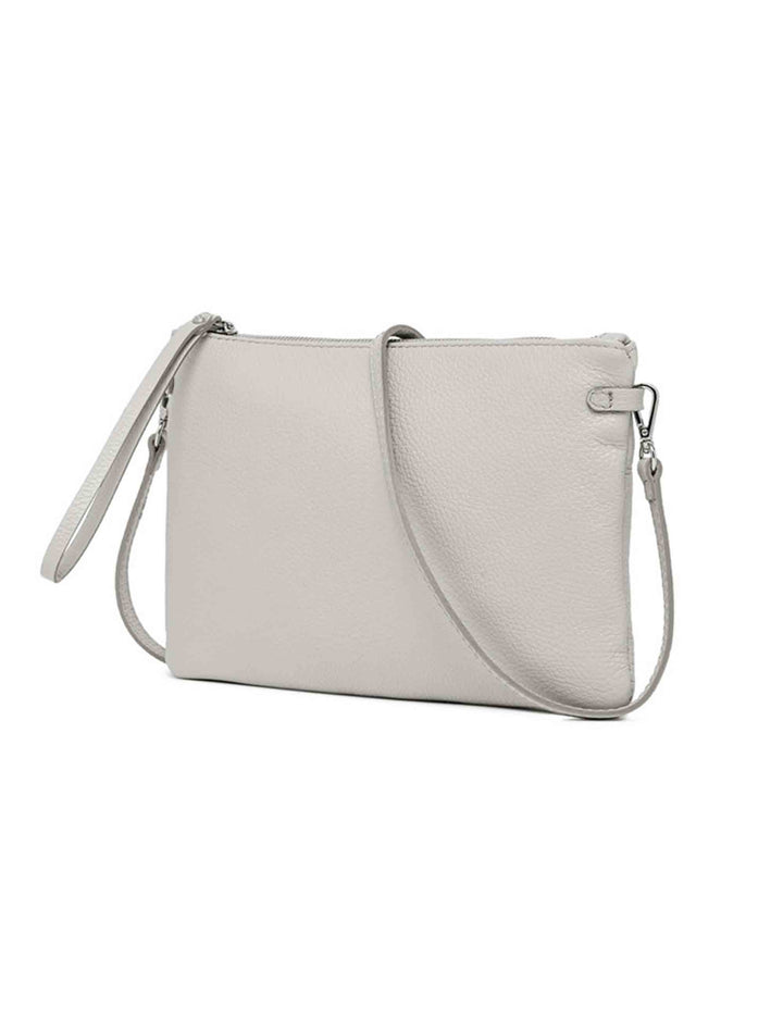 Spatarella Borse donna pochette Hermy in pelle grigia con manico a bracciale e tracolla in pelle Qualità Garantita