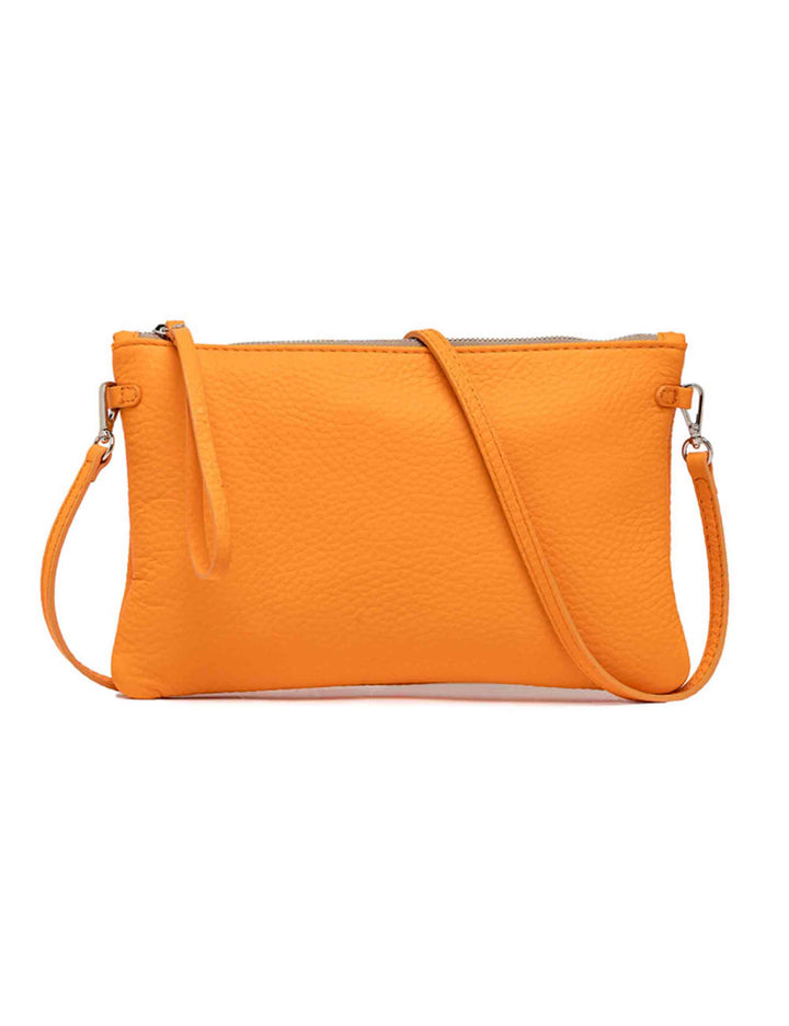 Spatarella Borse donna pochette Hermy in pelle arancione e naturale con manico a bracciale e tracolla Acquista Ora