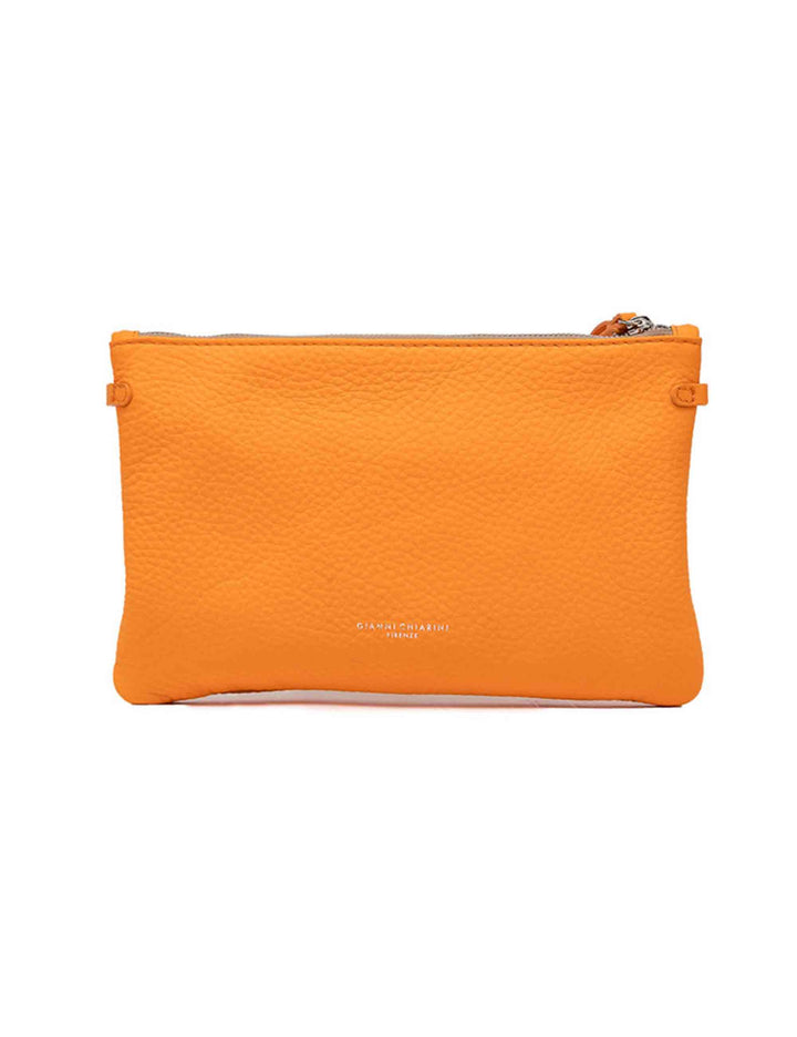 Spatarella Borse donna pochette Hermy in pelle arancione e naturale con manico a bracciale e tracolla Acquista Ora