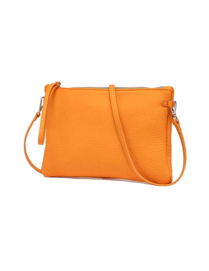 Spatarella Borse donna pochette Hermy in pelle arancione e naturale con manico a bracciale e tracolla Acquista Ora