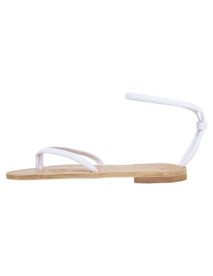 Spatarella Sandali flat donna infradito in pelle bianca con cavigliera Prezzo Ridotto