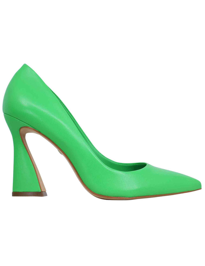 Spatarella Decollete donna in pelle verde con tacco alto e punta a punta Convenienza