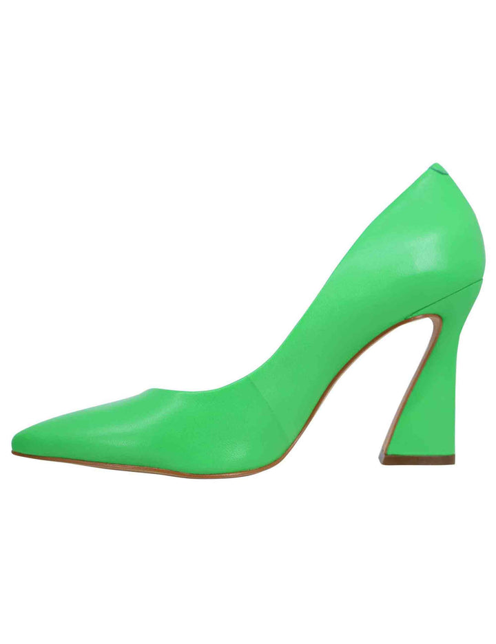 Spatarella Decollete donna in pelle verde con tacco alto e punta a punta Convenienza