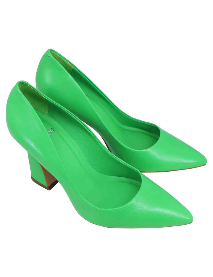 Spatarella Decollete donna in pelle verde con tacco alto e punta a punta Convenienza